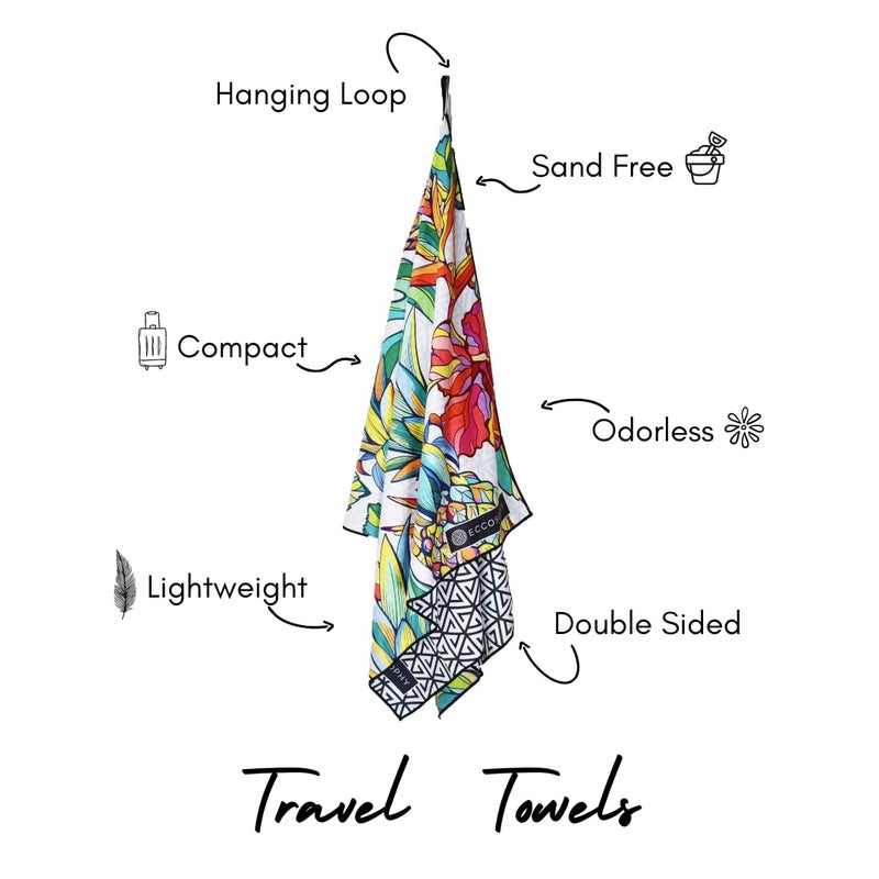 ECCOSOPHY Microfiber Beach Towel -Sand Free Towels are Quick Dry, Light Weight, Super Absorbent-Perfect Pool, Travel, Cruise, Camping Essentials - Oversized Extra Large for Adults (Honolulu) - Image 4